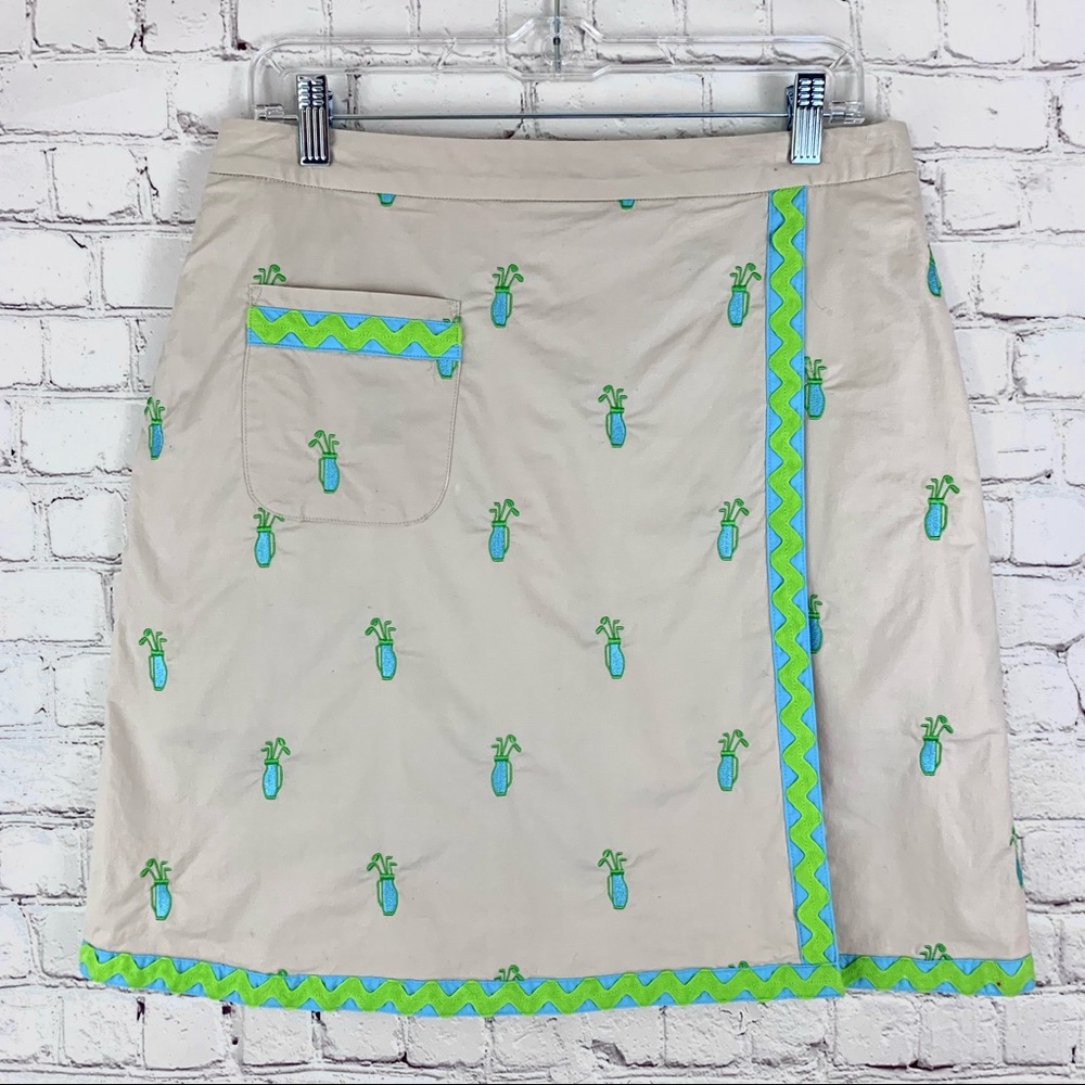 Lilly Pulitzer Khaki Skort with Golf Bag Print | White Label | Vintage | 90s